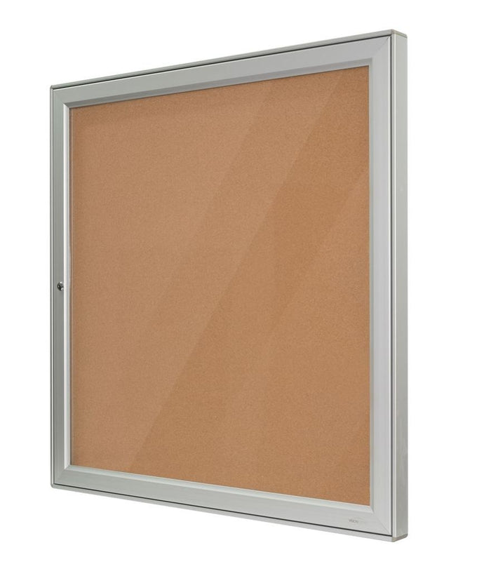 Weather resistant outdoor notice case with cork backing