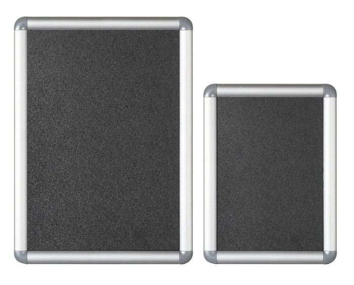 Silver snap frames with black felt inserts in two sizes