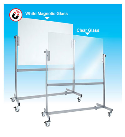 Mobile Glass Whiteboard White Clear