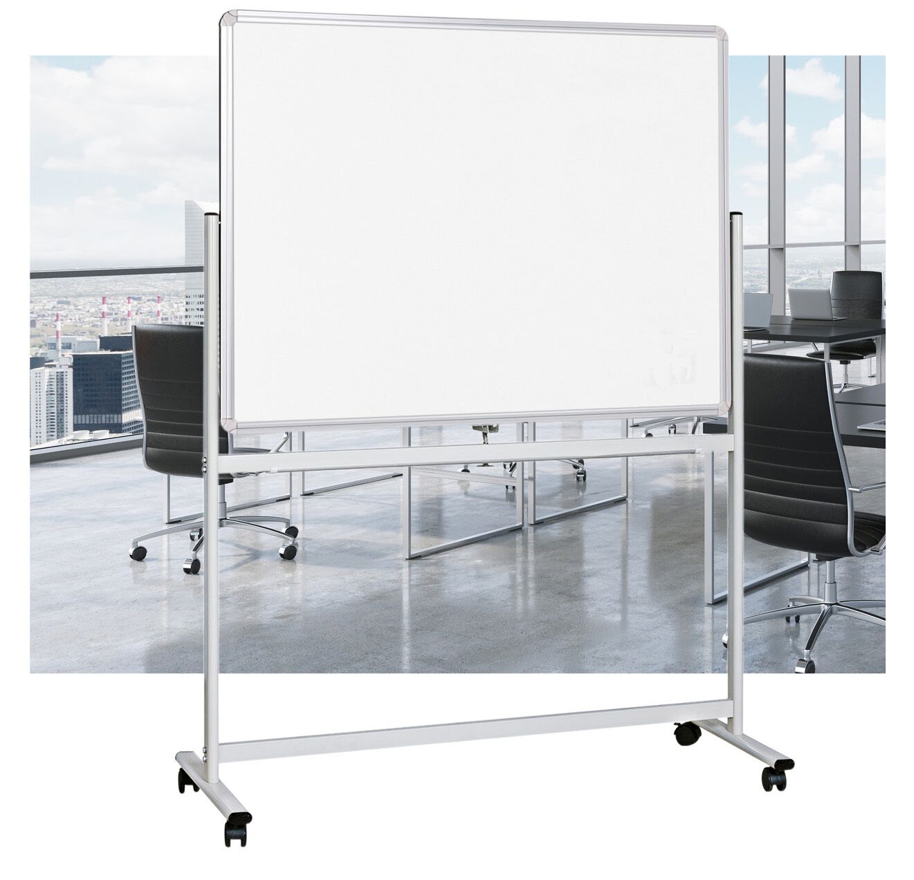 Double Sided Mobile Pivoting WhiteBoard