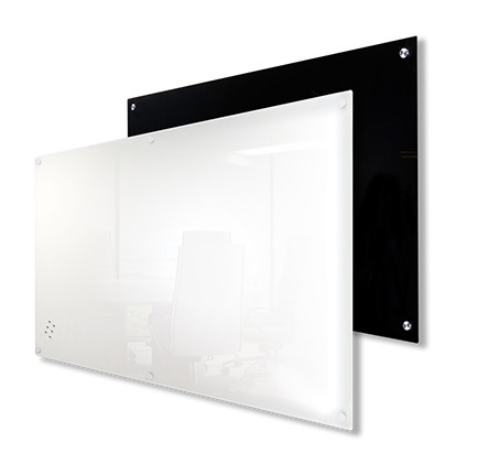 Black or White Dry Erase Glass Board. Perfect glass surface white board. Professionally installed wall anchors for long term use