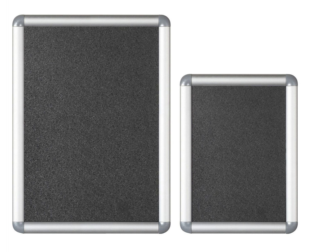 Silver snap frames with black felt inserts in two sizes