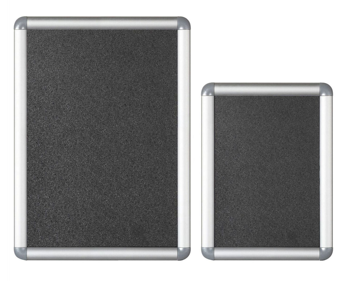 Silver snap frames with black felt inserts in two sizes