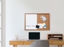 Cork Board Whiteboard Combo Oak Frame