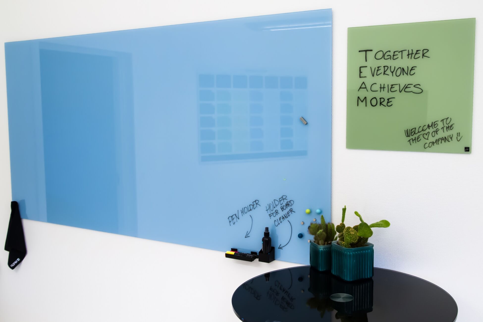 NAGA Green and Blue Coloured Glass Magnetic Board