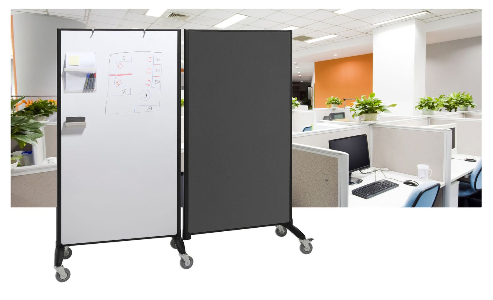 Combo Rolling Whiteboard / Room Divider / Cork Board